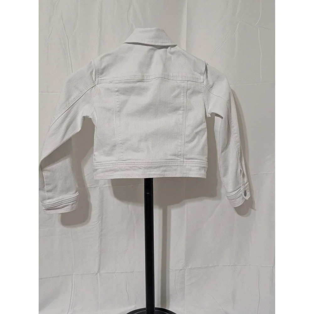 Cat & Jack Girls White Denim Jacket Size S 6/7 Button Front Trucker Coat